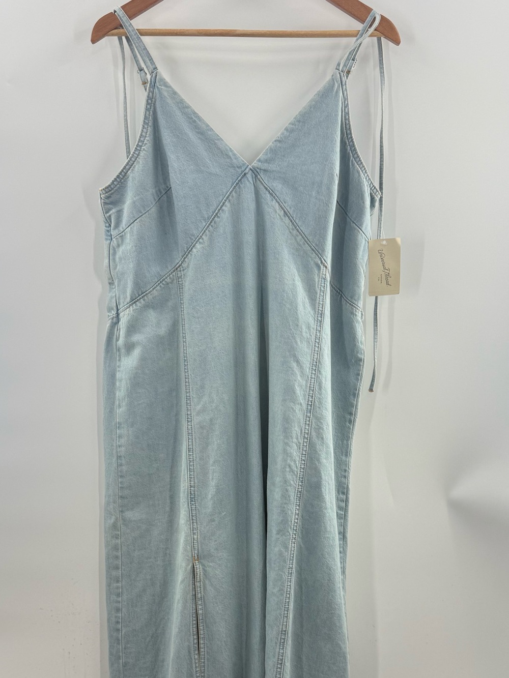 NWT Women's Cami Denim Maxi Jean Dress Light Wash Cotton Boho Cottagecore Size L - Picture 3 of 15